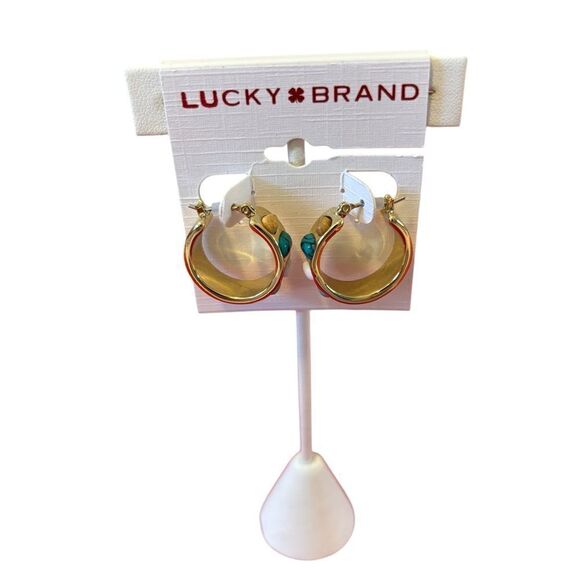 Lucky Brand Jewelry - Goldtone Hoop Earrings w/ Great Earth Tone Stone Accents.